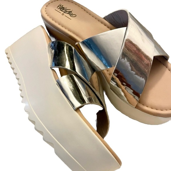 Women’s Mossimo Miriam Silver Platform Wedge Sandals US Size 8 New In Box - Picture 3 of 12